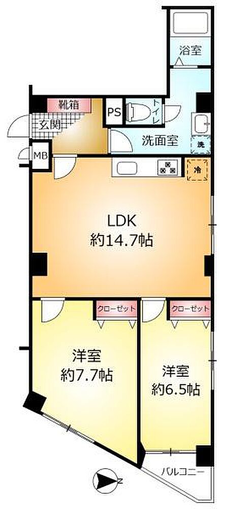 2LDK 間取り