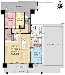 サーパス今泉陽北テラス 3LDKの間取図画像