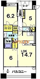 グランクール河原町二条 3LDKの間取り