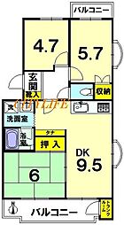 エメラルドマンション十条大宮 3DKの間取図画像