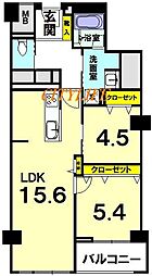 河原町スカイマンション 2LDKの間取図画像