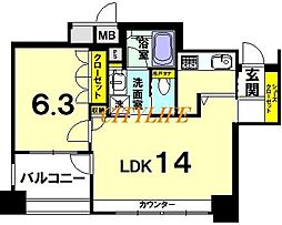 リーガル京都二条城東 1LDKの間取図画像