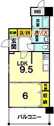 ゴールドハイツ五条 1LDKの間取図画像