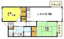 ボナール島田 2階2LDKの間取り