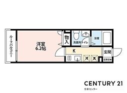 J’sコート永福 2階1Kの間取り