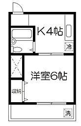 高橋ビル 1Kの間取図画像