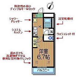 デコート代々木上原 1Kの間取図画像
