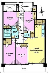 びゅうパルクひたち野3番館 4LDKの間取図画像