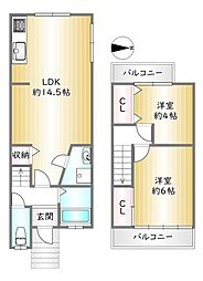中京区西ノ京南両町 2LDKの間取り