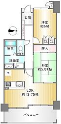 サーパス桂 2LDKの間取図画像
