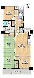 シャルマンコーポ朝霧 4LDKの間取図画像