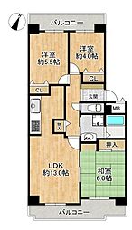 西舞子パークホームズ4号棟 3LDKの間取図画像