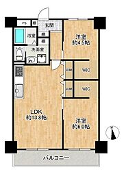 明舞北センタービル4号棟 2LDKの間取図画像