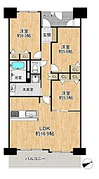 オーズガーデンイーストB棟 3LDKの間取図画像