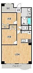 舞子グランドハイツ 2LDKの間取図画像