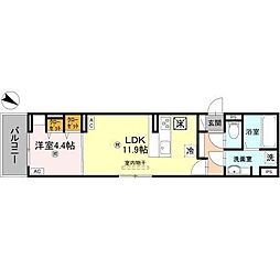秀豊5号館 守山市梅田町 1LDKの間取図画像