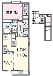 DK エステート 守山小島町 1LDKの間取図画像
