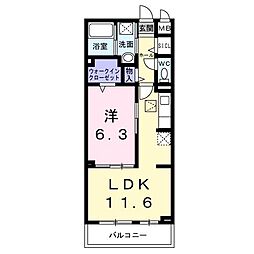 ルーチェ 野洲市妙光寺 1LDKの間取図画像