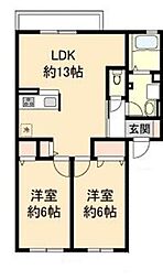 レジデンス琵琶 2LDKの間取図画像