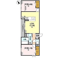 D-ROOM 大橋 2LDKの間取図画像