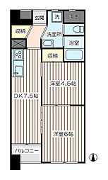 サーラ川口128 2DKの間取図画像