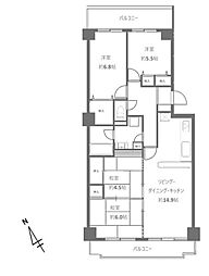 グランドヒル西宮高座台マンションA棟 4LDKの間取図画像