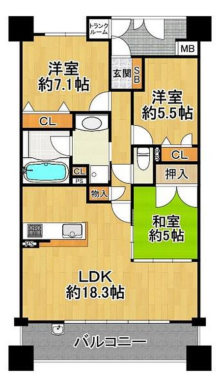 3LDK 間取り