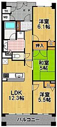 キングマンション大阪ベイ 3LDKの間取図画像