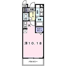 カルムアビタシオン大将軍 ワンルームの間取図画像