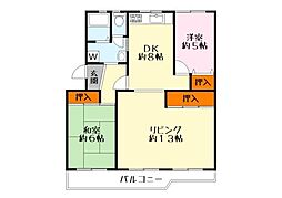 膳所ハイツ3号棟 4階2LDKの間取り
