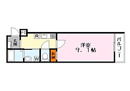 ビエノス京都伏見 2階1Kの間取り