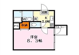 ビエノス京都花園 3階1Kの間取り
