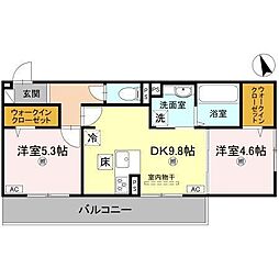 エレガンス　ビュー 1階2LDKの間取り
