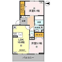 UTATA 2階2LDKの間取り