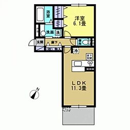 ラルーチェ一里山 3階1LDKの間取り