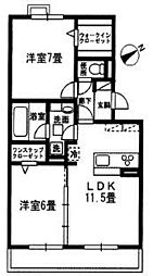 TIECHEL 1階2LDKの間取り