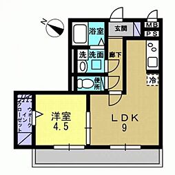 カームコトブキ 3階1LDKの間取り