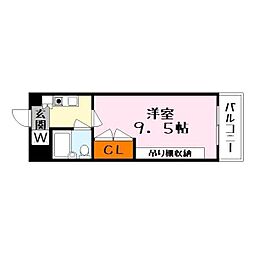 センチュリーハイツ木村 2階1Kの間取り