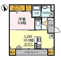 Eminence 2階1LDKの間取り