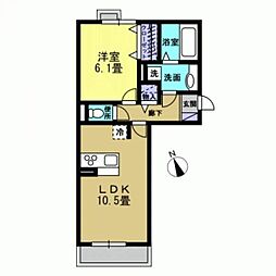 ラルーチェ一里山 1階1LDKの間取り