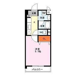 イストアール 3階1Kの間取り