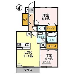 ファミリア 1階2LDKの間取り