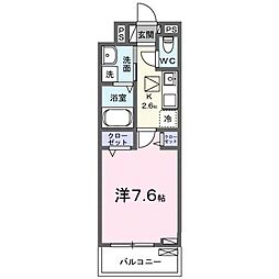 ウエストコミタリア3 3階1Kの間取り