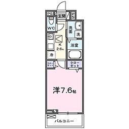 ハーモニーハウス 2階1Kの間取り