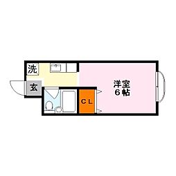 ジョイフル草津 3階1Kの間取り