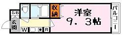 クレール平井 3階1Kの間取り