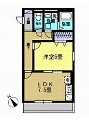 セジュールＡ＆Ｍ 2階1DKの間取り