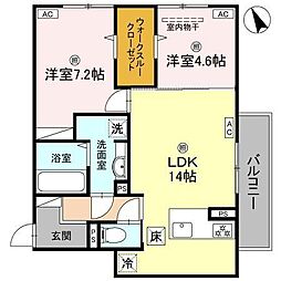 DーROOM 小篠原 2LDKの間取図画像