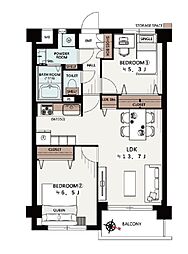 東大和ナショナルコート 2LDKの間取図画像