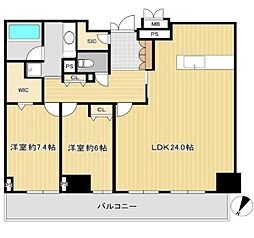 エスリード長堀タワー 2LDKの間取図画像